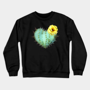 Cactus heart watercolor jellow flower Crewneck Sweatshirt